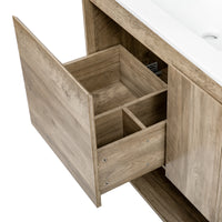 VanityFus 30-in Natural Wood Bathroom Vanity Undermount Single Sink Combo with Ceramic Top 1 Soft Close Door 1 Drawer