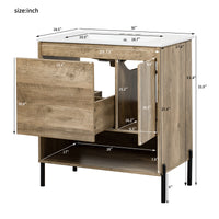 VanityFus 30-in Natural Wood Bathroom Vanity Undermount Single Sink Combo with Ceramic Top 1 Soft Close Door 1 Drawer