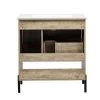 VanityFus 30-in Natural Wood Bathroom Vanity Undermount Single Sink Combo with Ceramic Top 1 Soft Close Door 1 Drawer