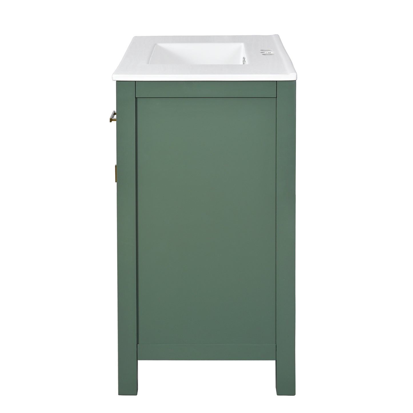 VanityFus 36-in Green Bathroom Vanity Single Sink Combo with Ceramic Top Undermount 2 Soft Close Doors 3 Drawers