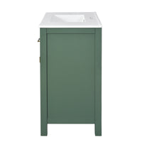 VanityFus 36-in Green Bathroom Vanity Single Sink Combo with Ceramic Top Undermount 2 Soft Close Doors 3 Drawers