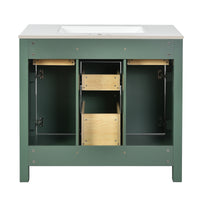 VanityFus 36-in Green Bathroom Vanity Single Sink Combo with Ceramic Top Undermount 2 Soft Close Doors 3 Drawers