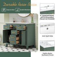 VanityFus 36-in Green Bathroom Vanity Single Sink Combo with Ceramic Top Undermount 2 Soft Close Doors 3 Drawers