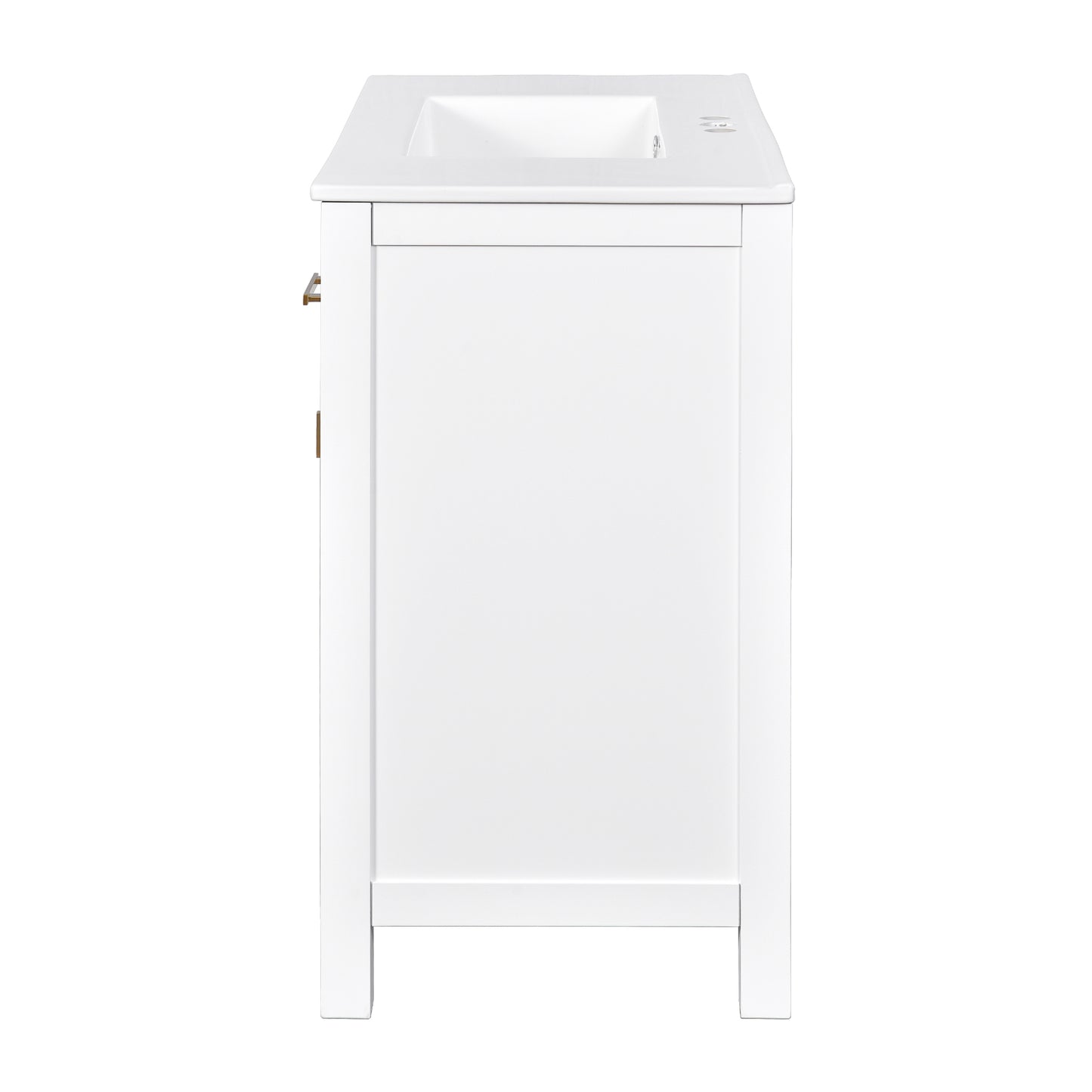 VanityFus 36-in White Bathroom Vanity Single Sink Combo with Ceramic Top Undermount 2 Soft Close Doors 3 Drawers