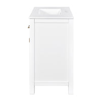 VanityFus 36-in White Bathroom Vanity Single Sink Combo with Ceramic Top Undermount 2 Soft Close Doors 3 Drawers
