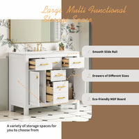 VanityFus 36-in White Bathroom Vanity Single Sink Combo with Ceramic Top Undermount 2 Soft Close Doors 3 Drawers
