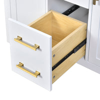 VanityFus 36-in White Bathroom Vanity Single Sink Combo with Ceramic Top Undermount 2 Soft Close Doors 3 Drawers