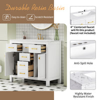 VanityFus 36-in White Bathroom Vanity Single Sink Combo with Ceramic Top Undermount 2 Soft Close Doors 3 Drawers