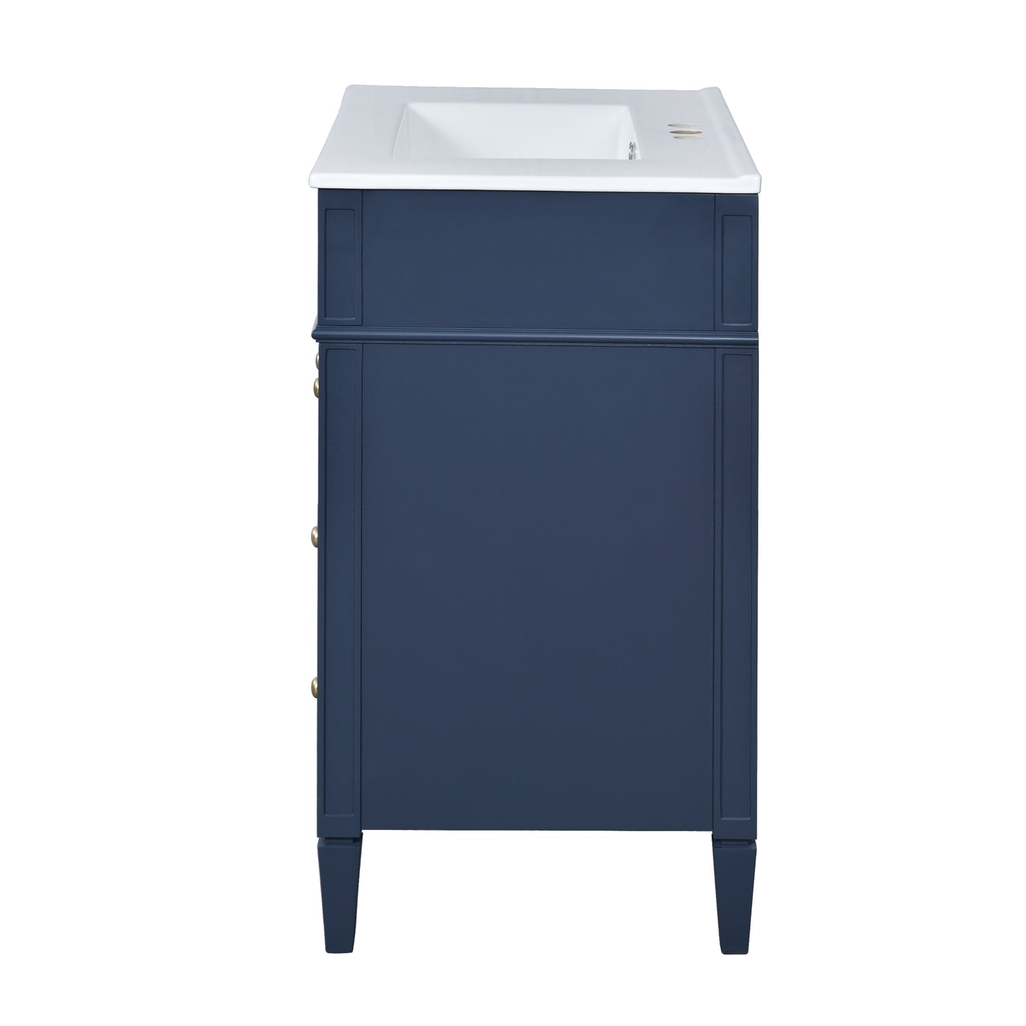 VanityFus 30-in Blue Bathroom Vanity Single Sink Combo with Ceramic Top Undermount 1 Soft Close Door 3 Drawers Adjustable Shelves