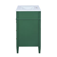 VanityFus 30-in Green Bathroom Vanity Single Sink Combo with Ceramic Top Undermount 1 Soft Close Door 3 Drawers Adjustable Shelves