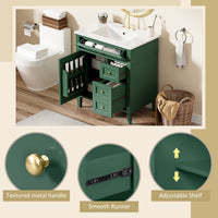 VanityFus 30-in Green Bathroom Vanity Single Sink Combo with Ceramic Top Undermount 1 Soft Close Door 3 Drawers Adjustable Shelves