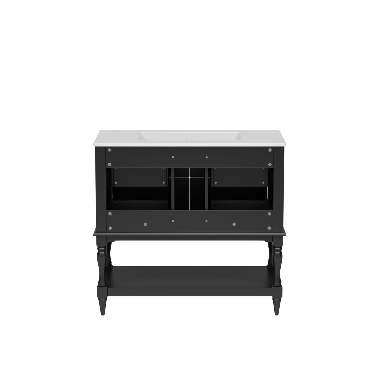 VanityFus 36-in Black Bathroom Vanity Single Sink Combo with Ceramic Top Undermount 4 Drawers