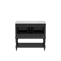 VanityFus 36-in Black Bathroom Vanity Single Sink Combo with Ceramic Top Undermount 4 Drawers