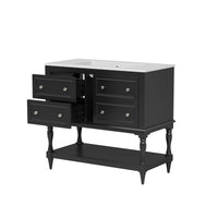 VanityFus 36-in Black Bathroom Vanity Single Sink Combo with Ceramic Top Undermount 4 Drawers