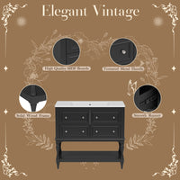VanityFus 36-in Black Bathroom Vanity Single Sink Combo with Ceramic Top Undermount 4 Drawers