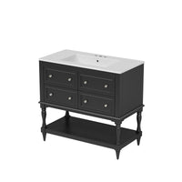 VanityFus 36-in Black Bathroom Vanity Single Sink Combo with Ceramic Top Undermount 4 Drawers