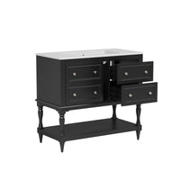 VanityFus 36-in Black Bathroom Vanity Single Sink Combo with Ceramic Top Undermount 4 Drawers