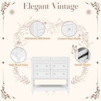 VanityFus 36-in White Bathroom Vanity Single Sink Combo with Ceramic Top Undermount 4 Drawers