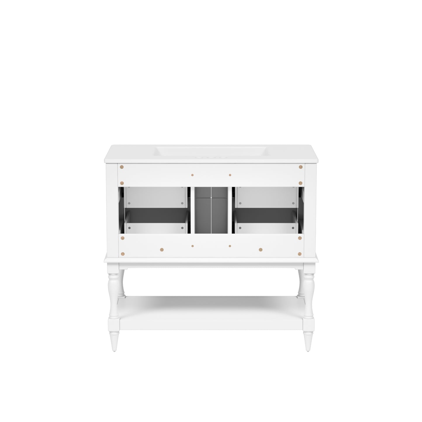 VanityFus 36-in White Bathroom Vanity Single Sink Combo with Ceramic Top Undermount 4 Drawers