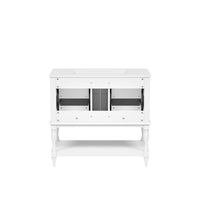 VanityFus 36-in White Bathroom Vanity Single Sink Combo with Ceramic Top Undermount 4 Drawers