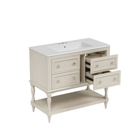 VanityFus 36-in Beige Bathroom Vanity Single Sink Combo with Ceramic Top Undermount 4 Drawers