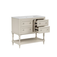 VanityFus 36-in Beige Bathroom Vanity Single Sink Combo with Ceramic Top Undermount 4 Drawers