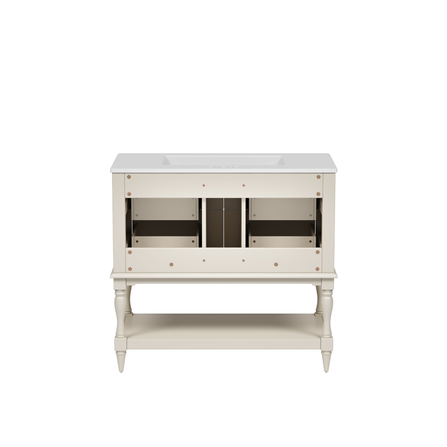 VanityFus 36-in Beige Bathroom Vanity Single Sink Combo with Ceramic Top Undermount 4 Drawers