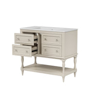 VanityFus 36-in Beige Bathroom Vanity Single Sink Combo with Ceramic Top Undermount 4 Drawers