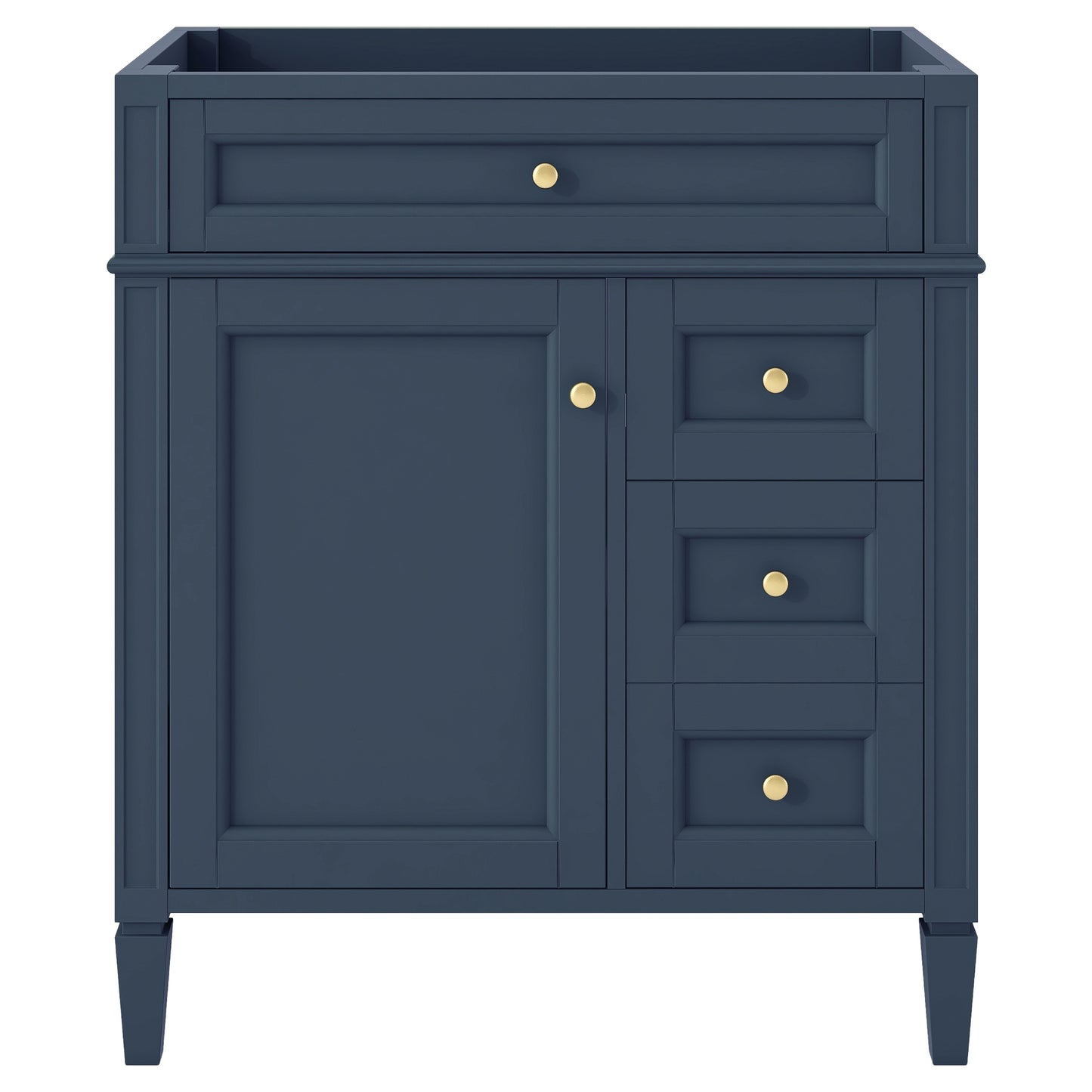 VanityFus 29.3-in Blue Bathroom Vanity Undermount 1 Soft Close Door 3 Drawers without Top Adjustable Shelves