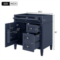 VanityFus 29.3-in Blue Bathroom Vanity Undermount 1 Soft Close Door 3 Drawers without Top Adjustable Shelves