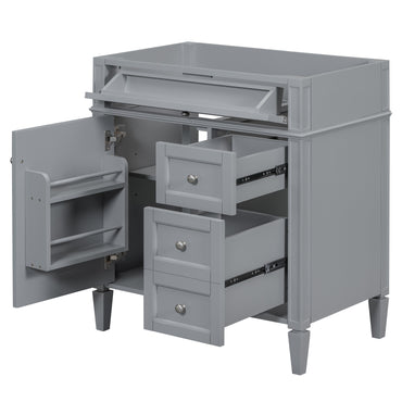 VanityFus 29.3-in Gray Bathroom Vanity Undermount 1 Soft Close Door 3 Drawers without Top Adjustable Shelves
