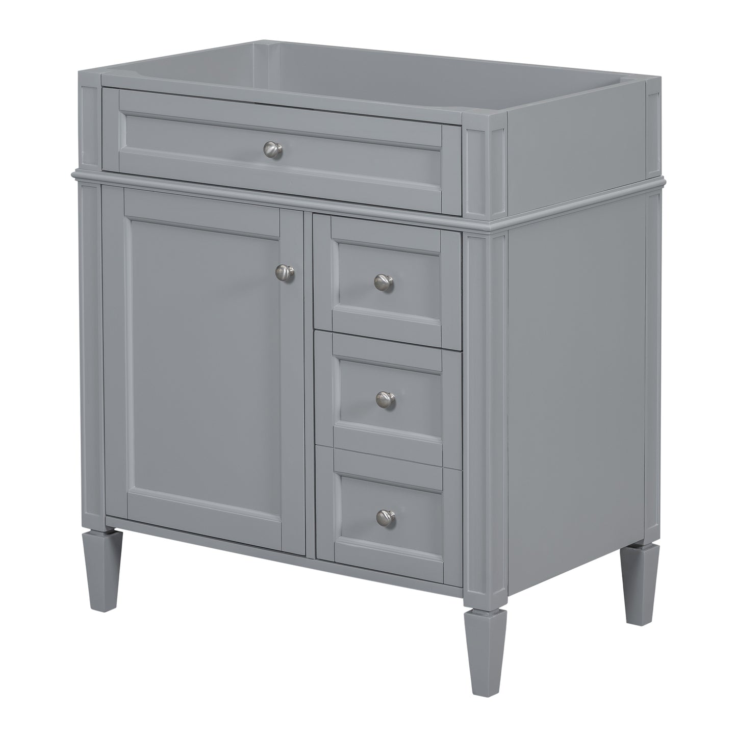 VanityFus 29.3-in Gray Bathroom Vanity Undermount 1 Soft Close Door 3 Drawers without Top Adjustable Shelves