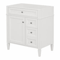 VanityFus 29.3-in White Bathroom Vanity Undermount 1 Soft Close Door 3 Drawers without Top Adjustable Shelves