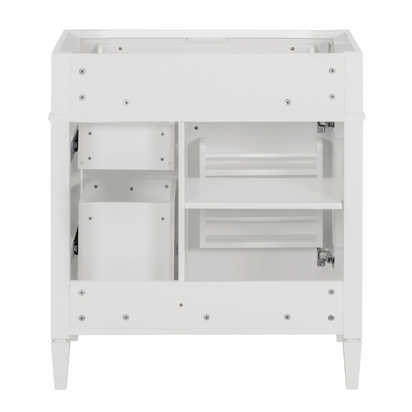 VanityFus 29.3-in White Bathroom Vanity Undermount 1 Soft Close Door 3 Drawers without Top Adjustable Shelves