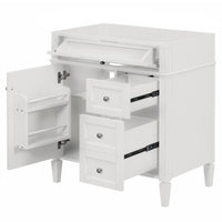 VanityFus 29.3-in White Bathroom Vanity Undermount 1 Soft Close Door 3 Drawers without Top Adjustable Shelves