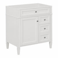 VanityFus 29.3-in White Bathroom Vanity Undermount 1 Soft Close Door 3 Drawers without Top Adjustable Shelves