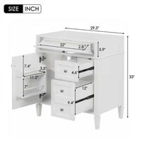 VanityFus 29.3-in White Bathroom Vanity Undermount 1 Soft Close Door 3 Drawers without Top Adjustable Shelves