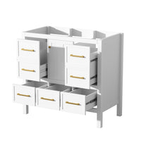 VanityFus 35.5-in White Bathroom Vanity Undermount 1 Soft Close Door 5 Drawers without Top