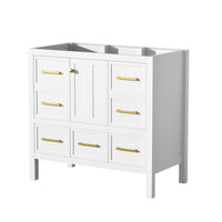 VanityFus 35.5-in White Bathroom Vanity Undermount 1 Soft Close Door 5 Drawers without Top