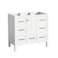 VanityFus 35.5-in White Bathroom Vanity Undermount 1 Soft Close Door 5 Drawers without Top