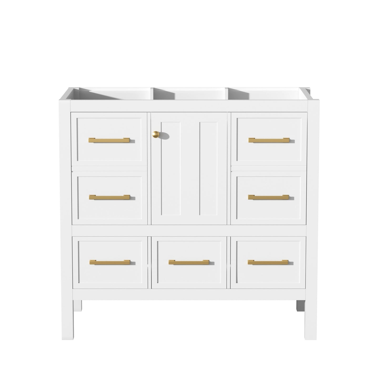 VanityFus 35.5-in White Bathroom Vanity Undermount 1 Soft Close Door 5 Drawers without Top