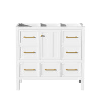 VanityFus 35.5-in White Bathroom Vanity Undermount 1 Soft Close Door 5 Drawers without Top