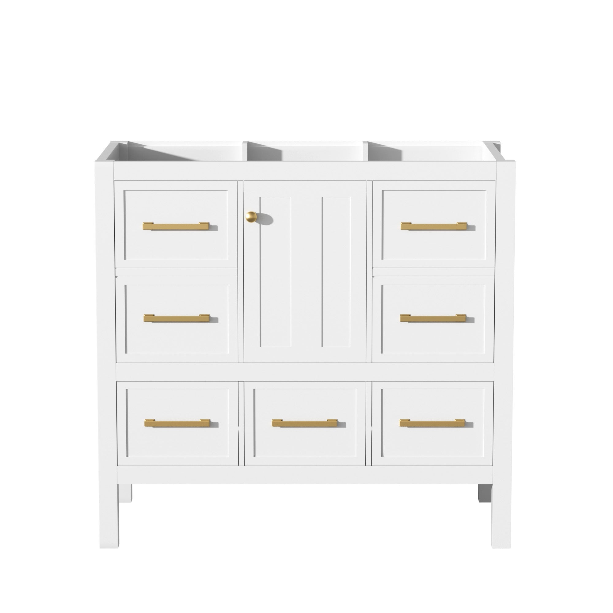 VanityFus 35.5-in White Bathroom Vanity Undermount 1 Soft Close Door 5 Drawers without Top