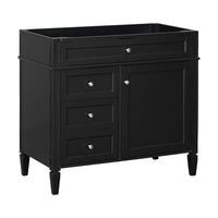 VanityFus 36-in Black Bathroom Vanity Undermount 1 Soft Close Door 3 Drawers without Top Base Cabinet Adjustable Shelves