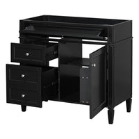 VanityFus 36-in Black Bathroom Vanity Undermount 1 Soft Close Door 3 Drawers without Top Base Cabinet Adjustable Shelves