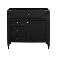 VanityFus 36-in Black Bathroom Vanity Undermount 1 Soft Close Door 3 Drawers without Top Base Cabinet Adjustable Shelves