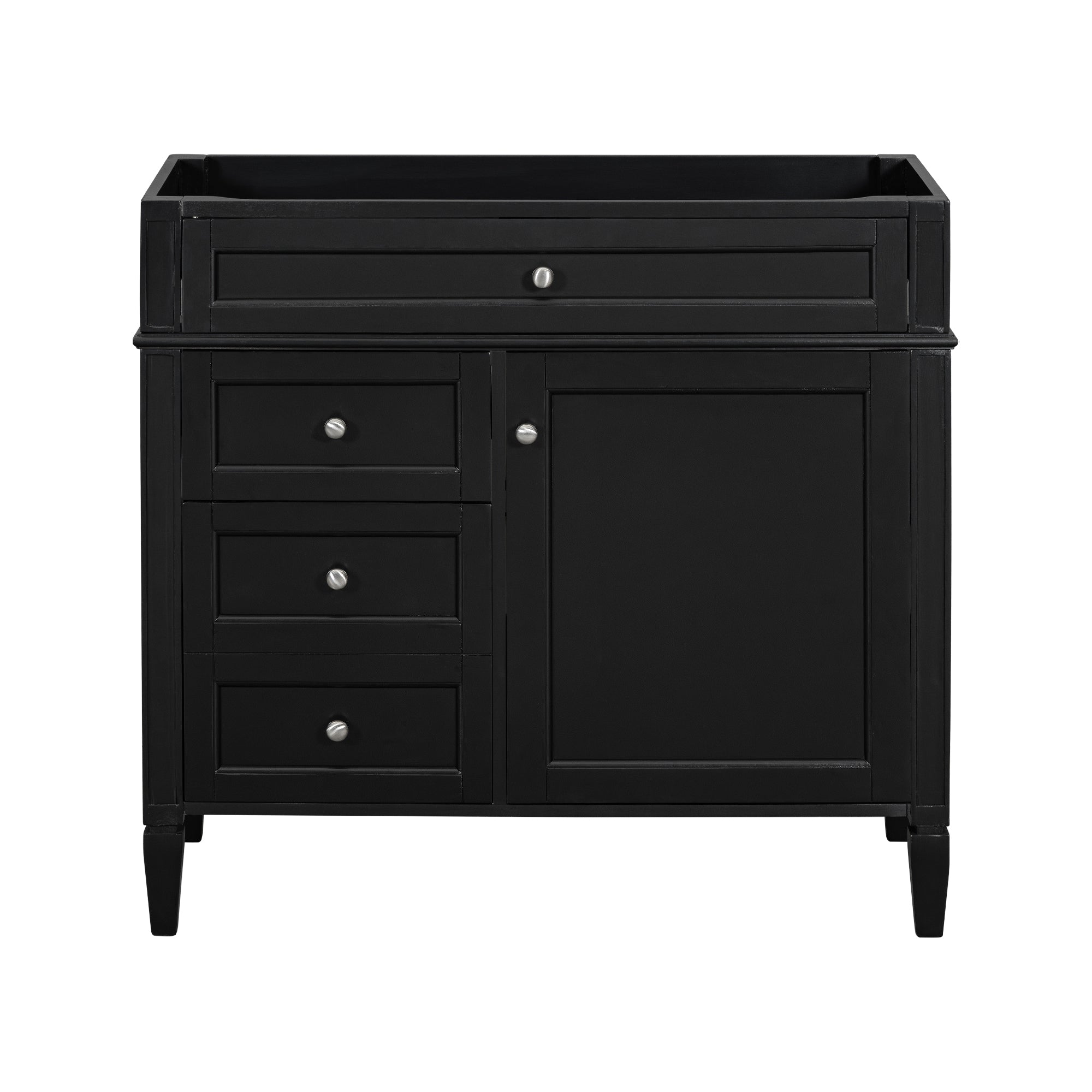 VanityFus 36-in Black Bathroom Vanity Undermount 1 Soft Close Door 3 Drawers without Top Base Cabinet Adjustable Shelves