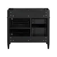 VanityFus 36-in Black Bathroom Vanity Undermount 1 Soft Close Door 3 Drawers without Top Base Cabinet Adjustable Shelves