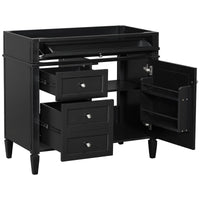 VanityFus 36-in Black Bathroom Vanity Undermount 1 Soft Close Door 3 Drawers without Top Base Cabinet Adjustable Shelves
