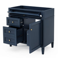 VanityFus 36-in Blue Bathroom Vanity Undermount 1 Soft Close Door 3 Drawers without Top Adjustable Shelves